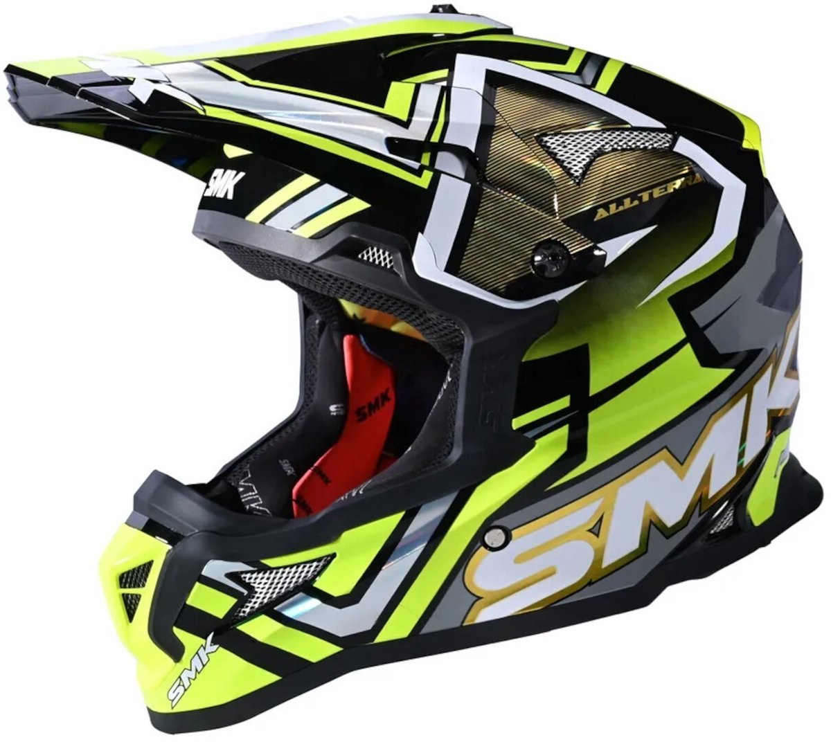 SMK Allterra X-Aces Zwart Grijs Geel Crosshelm - Helm