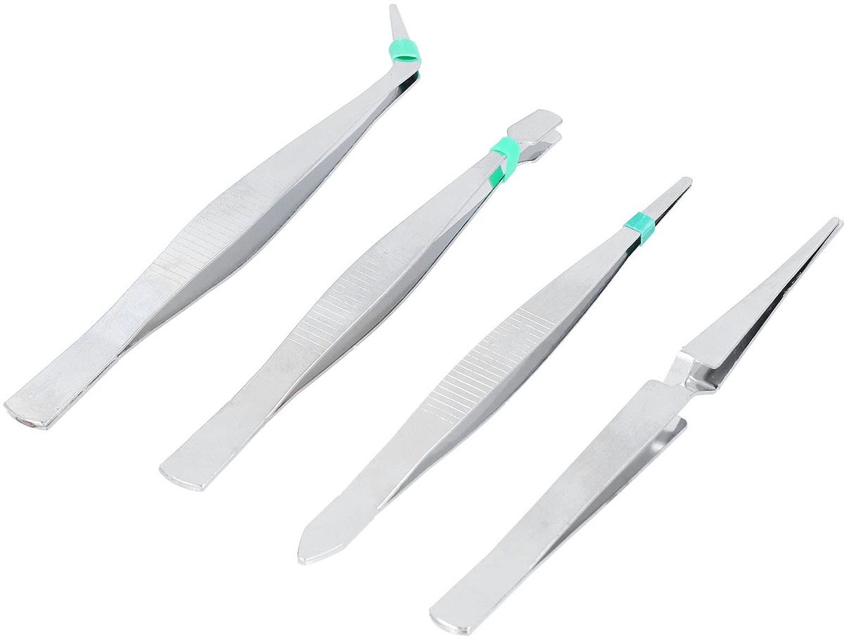 Allecto - Roestvrijstalen Pincet - 4-delige Set - Hoge Precisie - Geschikt voor Naaien - Craft Pincet - Perfect voor DIY Ambachten