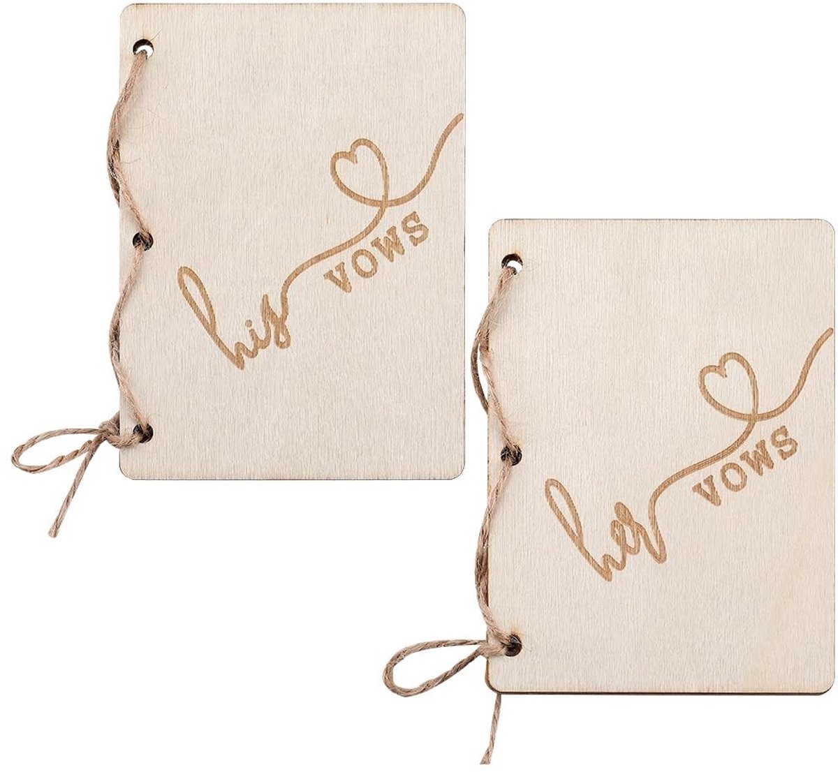 Allecto - Houten Wenskaarten - Bruiloft Gelofteboeken - Keepsake Notebook - Jute Touw - Bruid en Bruidegom - Geschenken voor Bruidsdouche - 8 stuks