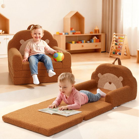 Canapé et fauteuil pour enfants 2-en-1 – Canapé de jeu pliable avec arc-en-ciel, pour garçons et filles, 120×50 cm