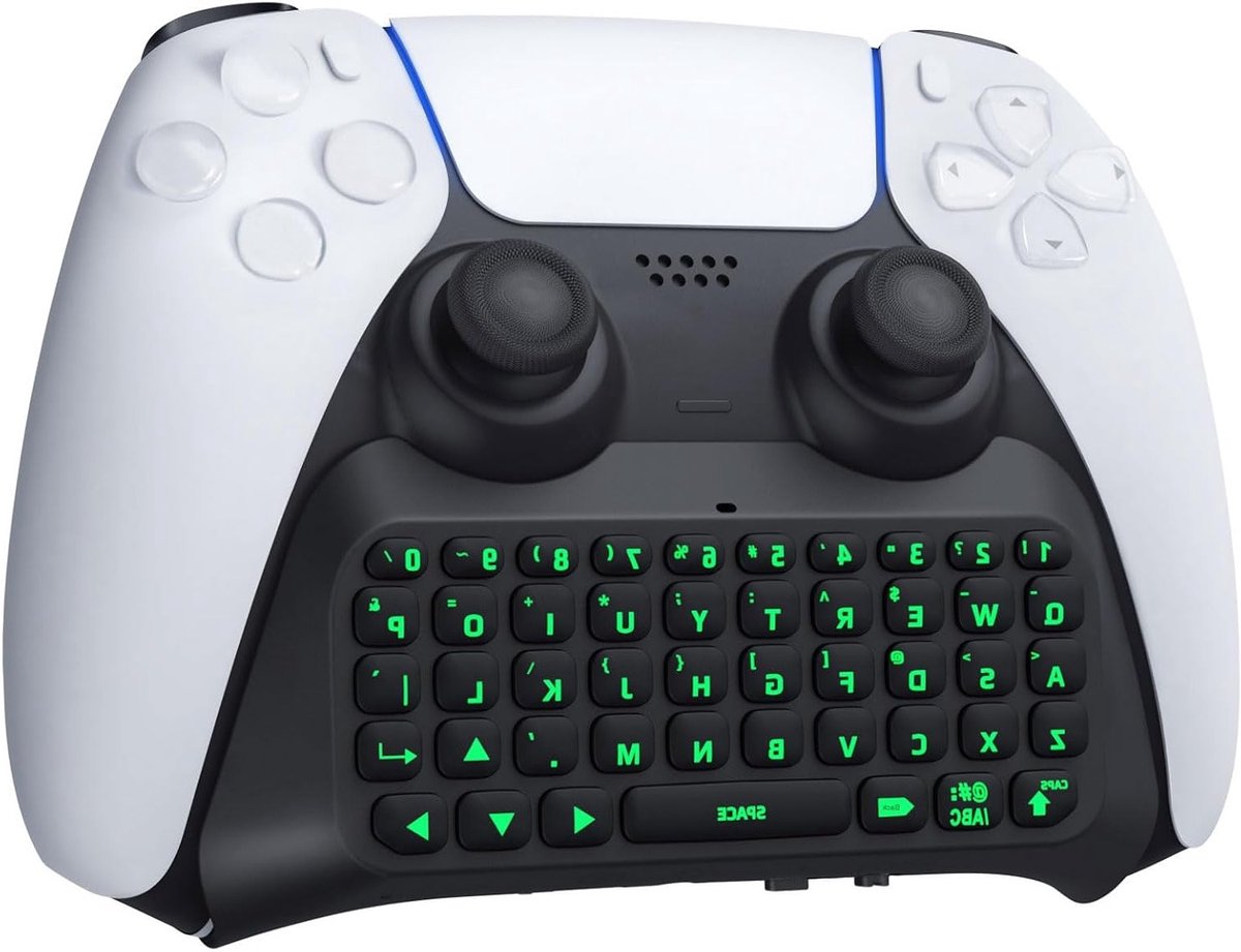 Draadloos Bluetooth Chatpad voor PS5 Controller met Verlichte Toetsen en 3.5mm Audio Jack - Mini Gaming Toetsenbord voor Gemakkelijk Communiceren tijdens het Spelen