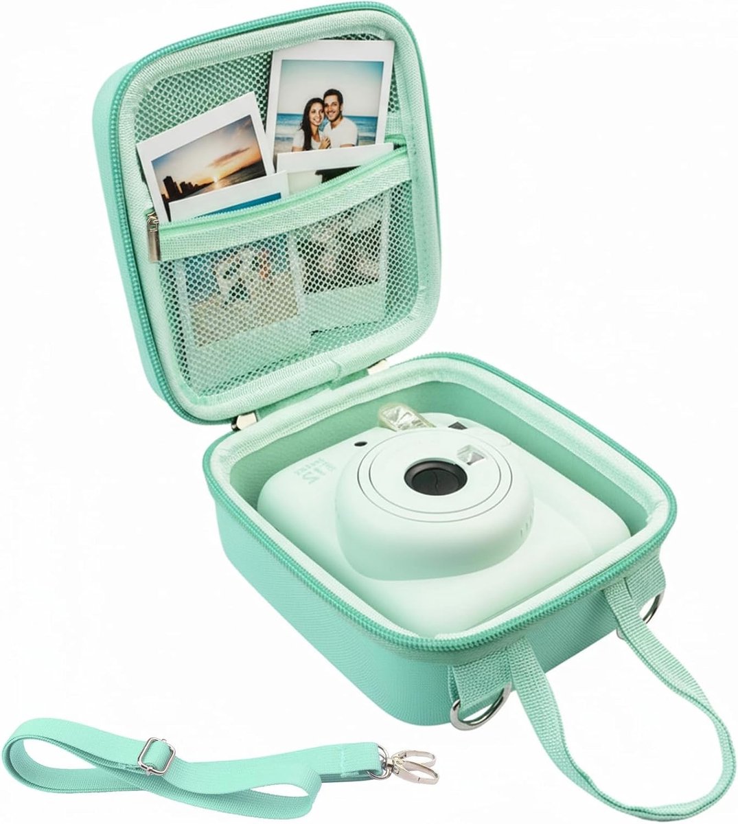 Duurzame Beschermcase voor Instax Mini 12 en Mini 11 Instant Camera - Groen, Schokbestendig en Lichtgewicht