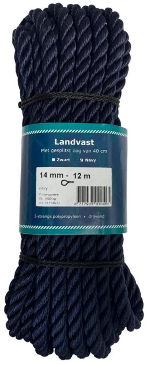 U-Rope Landvast Kant & Klaar - 12 meter - 14mm - Zwart