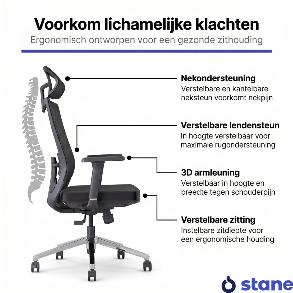 Stane Ergonomische Bureaustoel Office Chair - Bureaustoelen - afbeelding 2