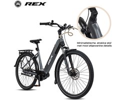 REX Commuter+ elektrische fiets – fiets elektrische voor dames, Middenmotor 250W, 28 Inch Stadtfiets, 468 Wh accu, SHIMANO 7 Versnellingen, maximaal 100 km, grijs