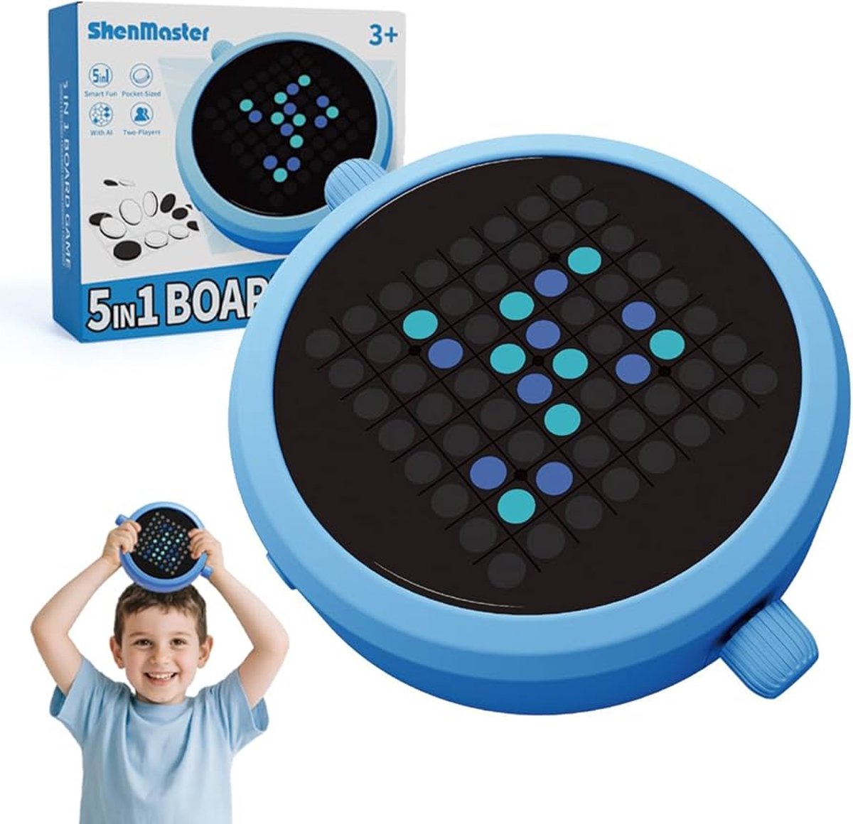 Breinbrekers 5in1 LED console - educatief speelgoed - 5 smart games in 1 zakcomputer blauw