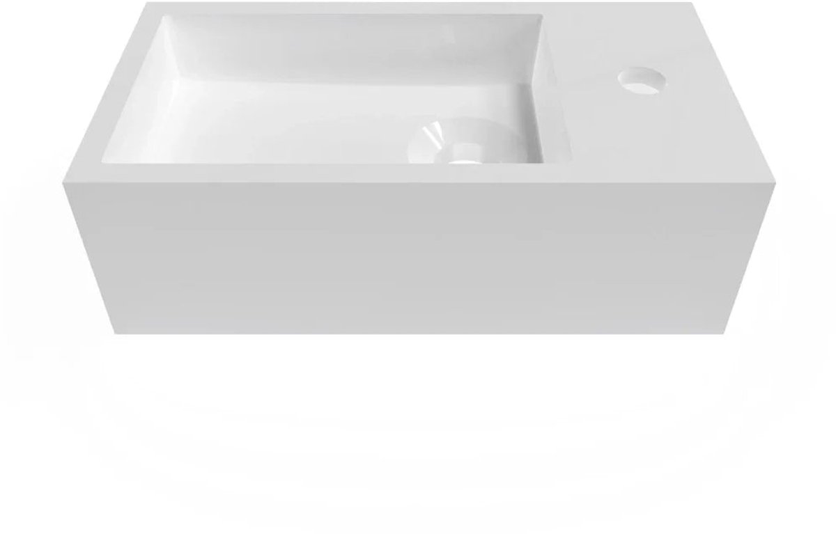 DutchLine - Solid.Surface Fontein - Glans Wit Rechts - 440x220x120mm