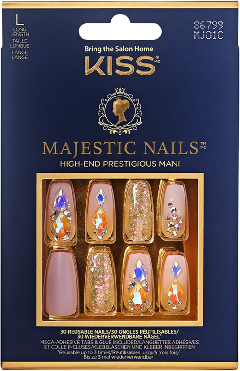 Kiss Kunstnagels Majestic Nails MJ01C x30 L - Kunstnagels - Grootte L, 30 stuks