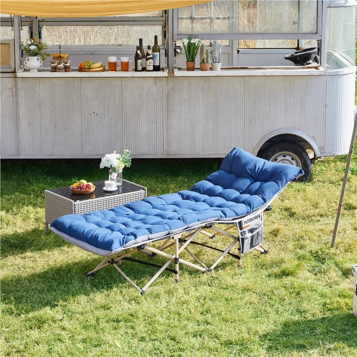 Veldbed Opvouwbaar Campingbed - Ultiem Comfort Zonder Kussen - Verstelbaar Hoofdeinde & Sterk Frame - Voor Camping, Logeren & Outdoor - Kampeerbed Klapbed Draagbaar Bed Met Matras