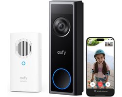 eufy Security draadloze deurbel met camera C31 & Chime, 2K FHD, Twee stroomopties, Live-videogesprek, Eenvoudige montage, Snel verwisselbare accu, 24/7 opname, zonder ABO-kosten