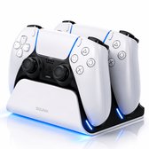 Sounix Oplaadstation geschikt voor PS5 / PS5 Slim / PS5 PRO / DualSense Controller - PS5 accessoires - Dual Oplader - Charging Dock - Wit
