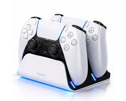 Sounix Oplaadstation geschikt voor PS5 PS5 / PS5 Slim / PS5 PRO / DualSense Controller - PS5 accessoires - Dual Oplader - Charging Dock - Wit