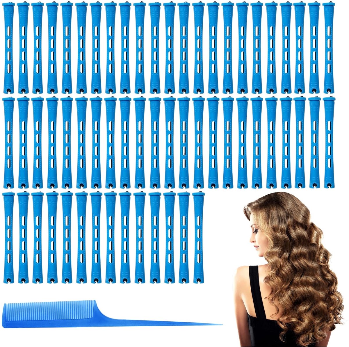 Allecto - Hair Wave Anti-slip Haarrollers - Koud Golf Staven - Gebruiksvriendelijk - Zwart - Haarstyling Tools - 60 Stuks - Geschikt voor Mannen en...