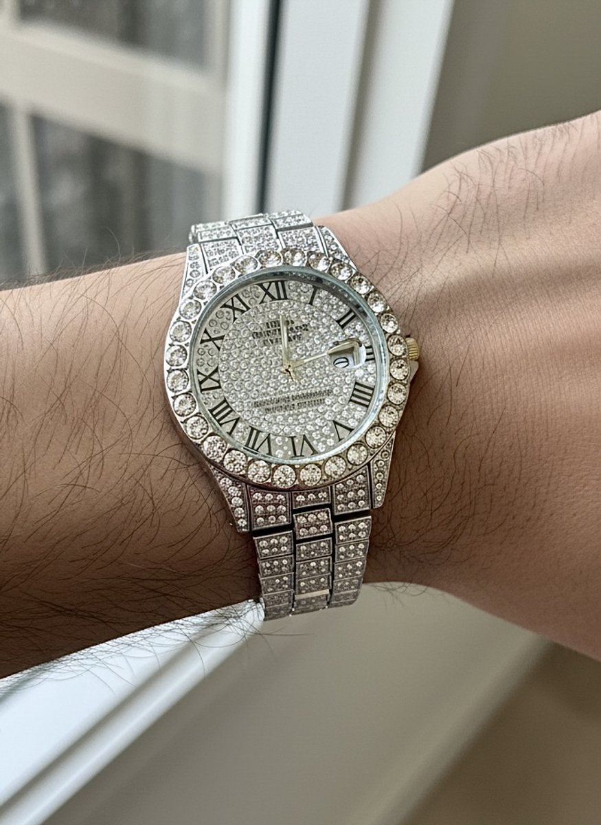 Anelplus Herenhorloge Zilver - Luxe Design met Strass Details