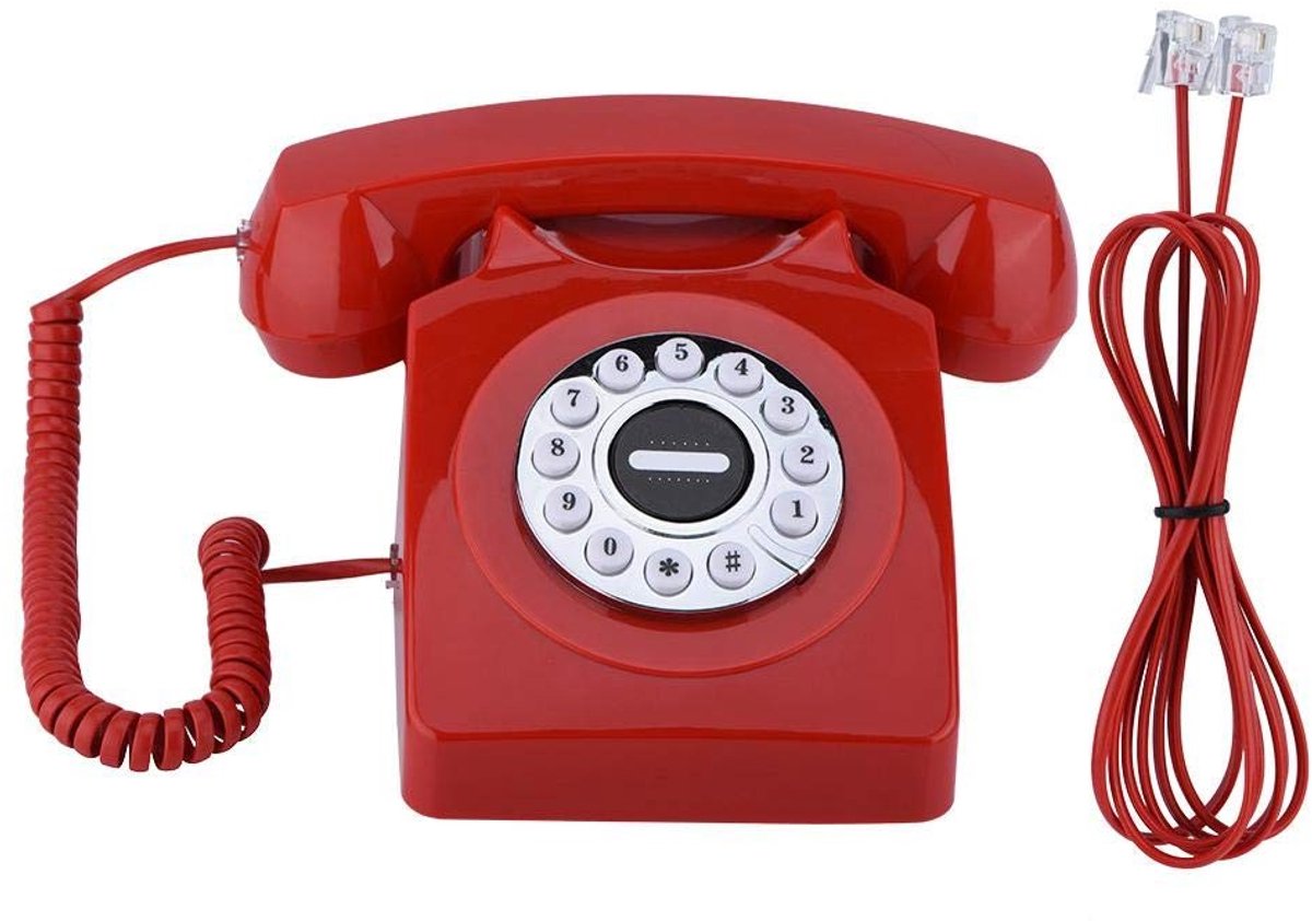 Allecto - Vintage Retro Telefoon - Draadgebonden - Rood - Antieke Telefoon - Ideaal voor Thuis en Kantoor - Klassiek Design
