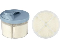 BimbelBoo® Melkpoeder Toren - Tot 160g poeder - 4 Compartimenten - Blauw - Dispenser - Doseerdoosjes - Poedertoren - Bewaardoos