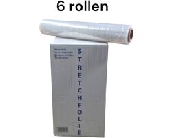 Transparante Stretchfolie 6 Rollen 2kg 50cm x 300m 21 micron – Palletfolie set, Wikkelfolie, Inpakfolie Verpakkingsfolie, Krimpfolie alternatief, sterke rekfolie voor transport en opslag