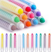 Lot De 12 Craies Lavables + Porte-craie – Couleurs Vives – Pour Tableau, Sol, Mur – Sans Poussière