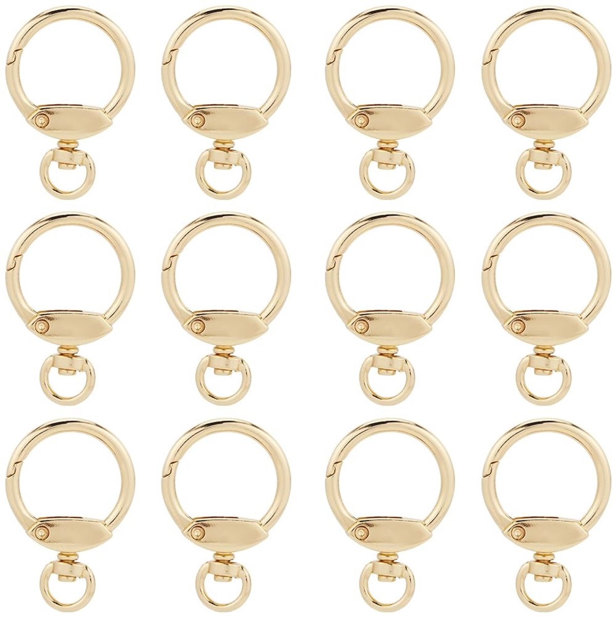 Allecto - Ronde Swivel Clip - Karabijnhaak - 12 Stuks - Goud - Sleutelhanger - Handtassen - DIY Accessoire