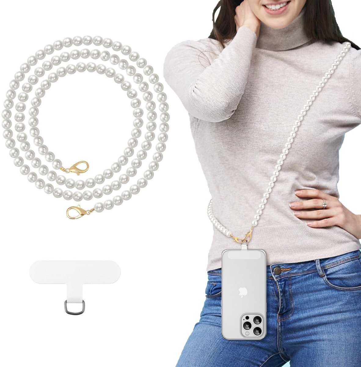 Allecto - Universele Telefoon Lanyard - Telefoonketting - Anti-diefstal en afneembaar - Wit - Smartphone Lanyard - Geschikt voor iPhone en de meest...