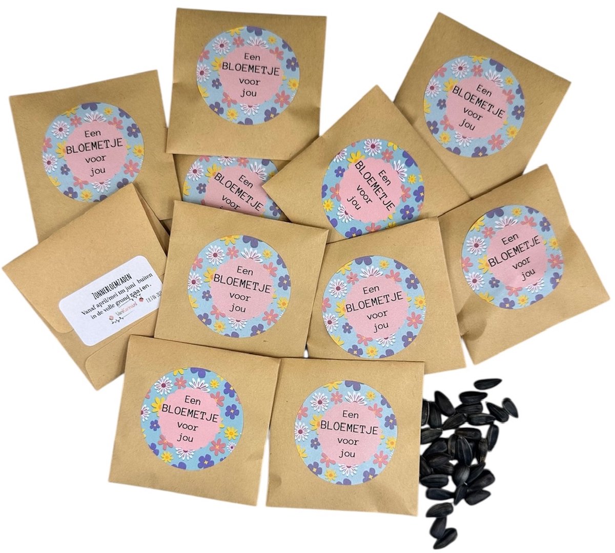 25 zakjes biologische zonnebloemzaden, een bloemetje voor jou, green gift, klein kadootje,attentie,