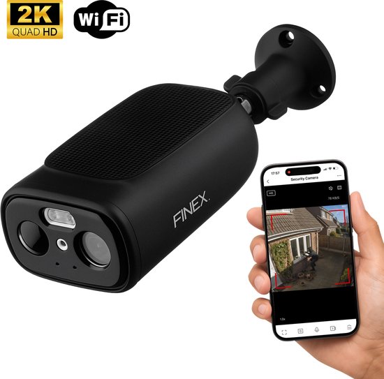Finex Solar Camera Draadloze Beveiligingscamera 2K Ultra HD - Finex™ - €99,95