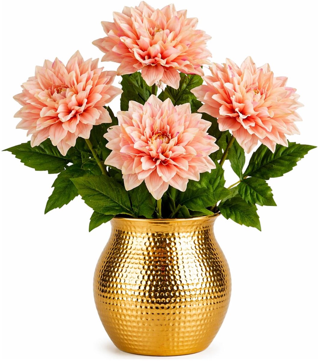 Mica Decorations Kunstbloem Dahlia Artistic - 3x - H74 cm - oranje/roze - kunststof - stelen kunstbloemen - boeket - bloemetjes
