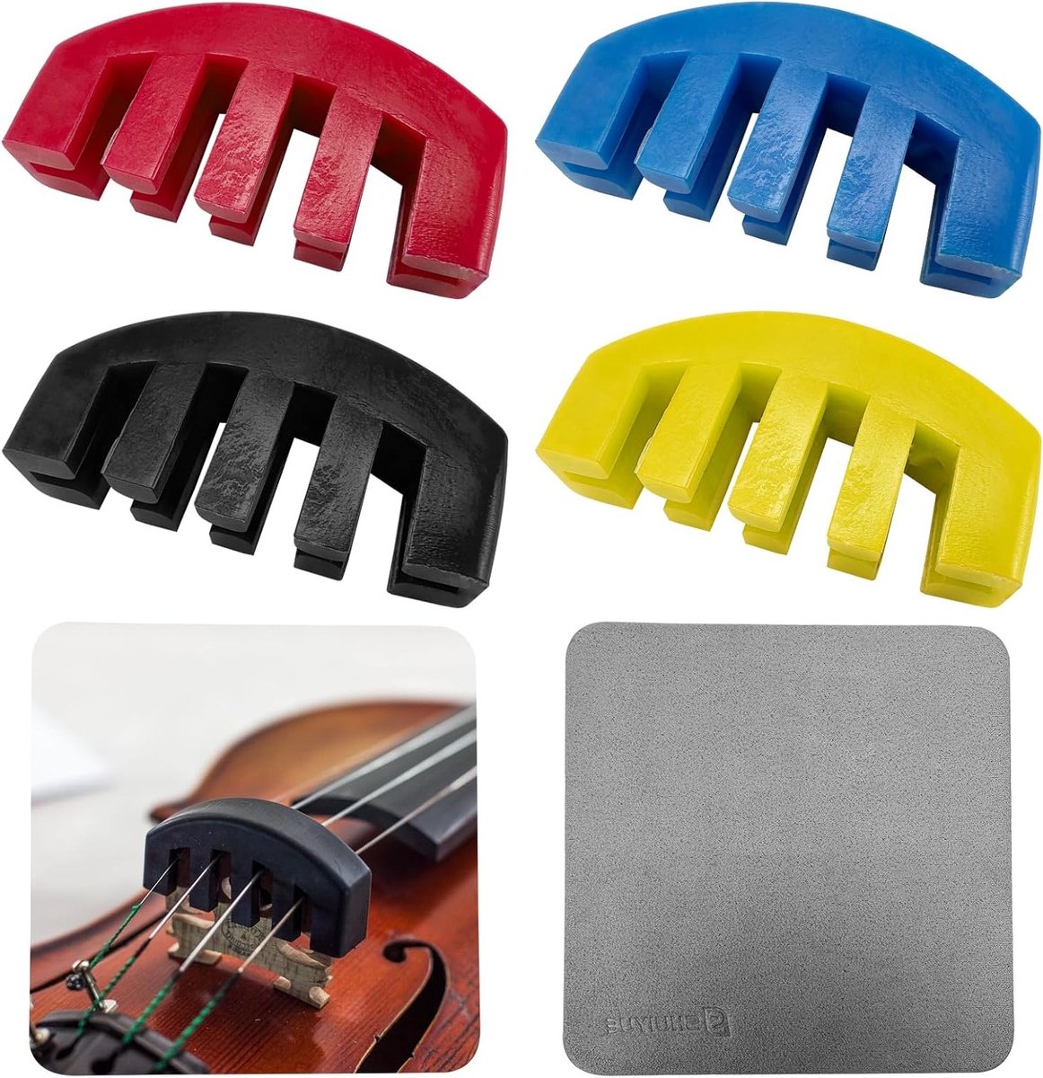 Praktische 4-delige set viooldempers voor beginners, stil oefenen met 4/4 violen en muziekinstrumenten