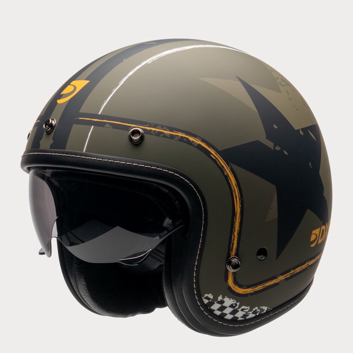 MOTOBLOUZ ELEMENT MILITARY Scooterhelm - Motorhelm - Jet Helm voor Vespa, Scooter, Motor Brommer & Snorfiets - Groen - M