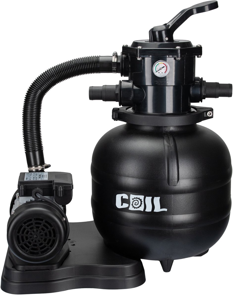 COIL Zandfilterpomp 6000 l/u (200W) – Zwembadpomp tot 18m³ – 7-wegklep met manometer – Geschikt voor zand en filterballen – foto 7