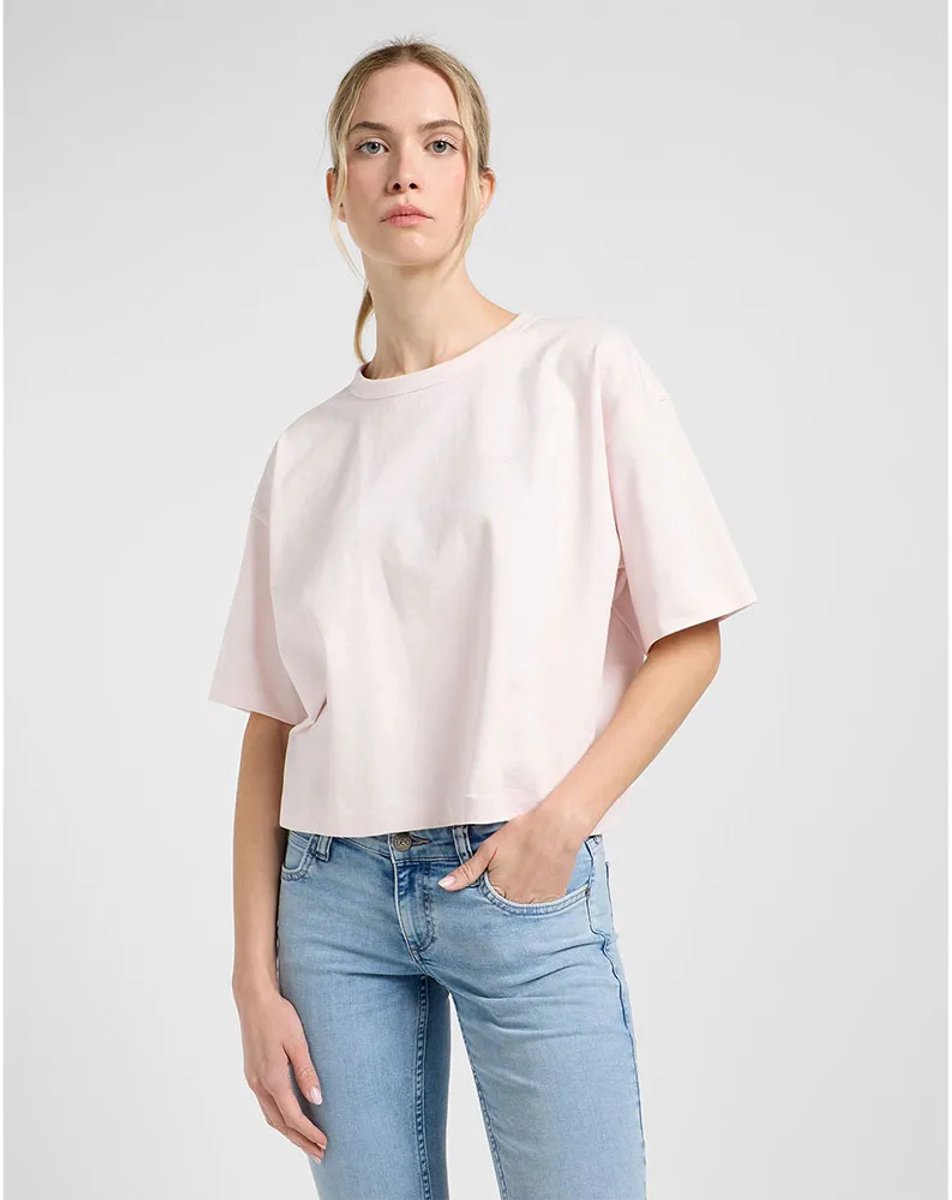 Lee Boxy Cropped T-shirt Met Korte Mouwen S Vrouw Roze