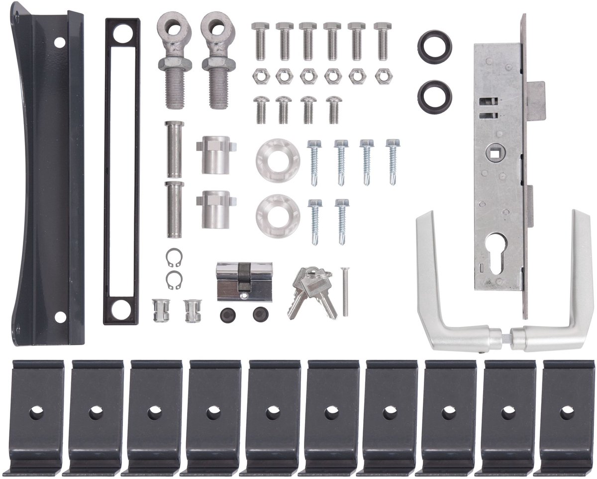 Alberts 678159 Accessoireset Flexo | voor enkele deur | 1400 tot 2000 mm hoogte | onbewerkt staal, verzinkt antraciet kunststof gecoat RAL 7016