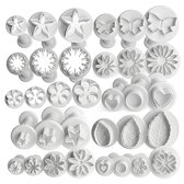 Witte uitsteek vormen set boetseerklei 33 delig kunststof klei gereedschap spring geladen vormen set voor hobby en kleien