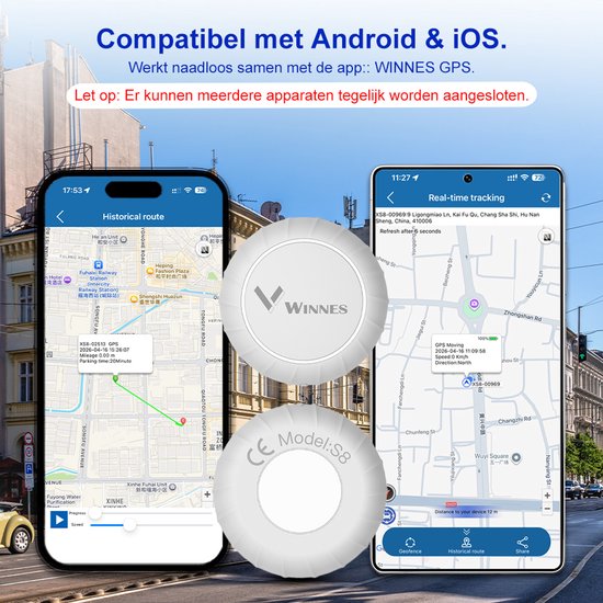 GPS Tracker Mini voor Hond, Kat, Auto & Voertuigen [Abonnement vereist] – Realtime GPS Tracker zonder SIM, 5m Nauwkeurig, 1 Jaar Batterij, Magnetisch, Geofence, 6 Maanden Routegeschiedenis, App Tracking met Siliconen Hoes