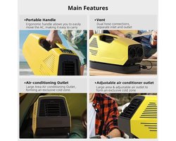 Mobiele Airconditioner – Draagbare Airco – Outdoor Koeling – Compacte Klimaatbeheersing – Lichtgewicht 6,5 Kg – 2380 BTU - 43 dB Geluid – Meerdere Modi