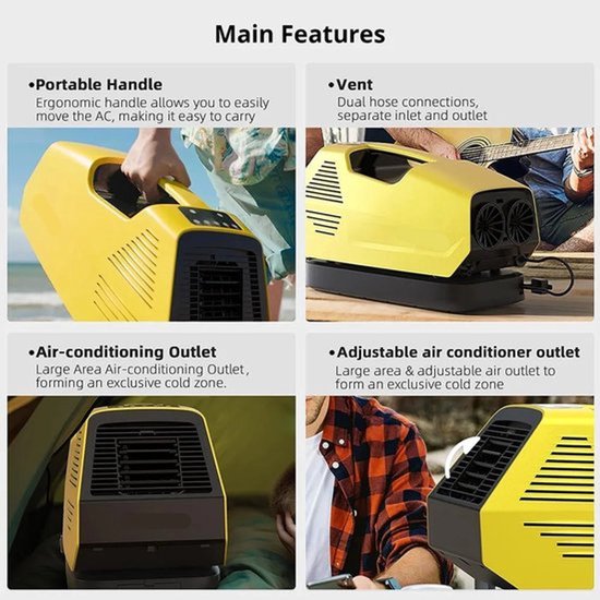 Mobiele Airconditioner Draagbare Airco 2380 BTU Compact Lichtgewicht 6,5 kg Stil 43 dB Outdoor Koeling