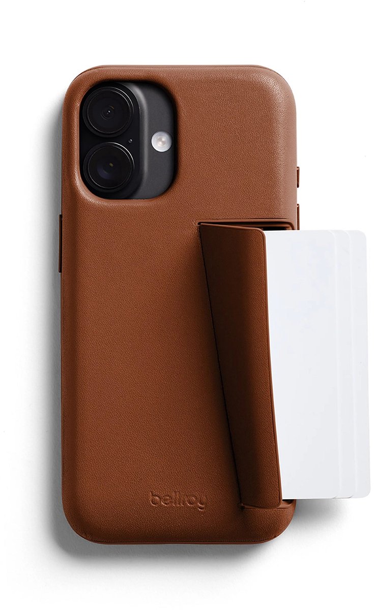 Bellroy 3 Card Portemonnee Hoesje iPhone 17 – Opslag voor 3 Kaarten – Functie als Telefoonstandaard – Reserve SIM-kaartsleuf - Oranje
