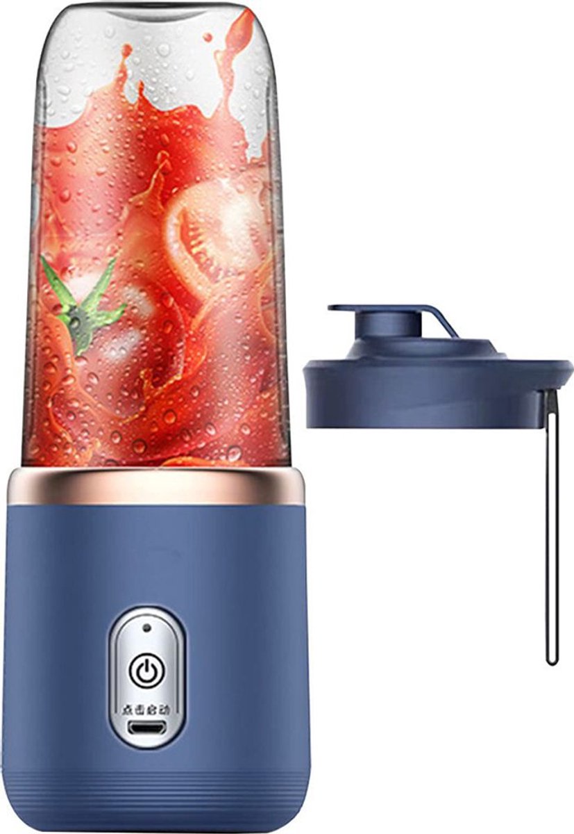 Draagbare blender/staande blender/shakemaker, 400 ml elektrische blender, USB oplaadbaar - blauw