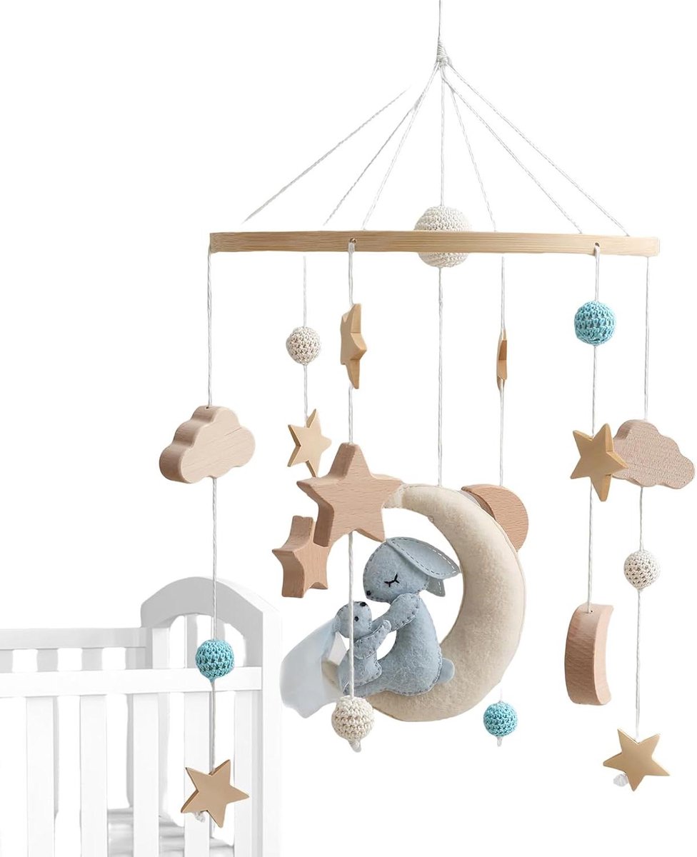 Wiegmobiel - Baby Mobiel - Babykamer Decoratie - Sensorische Prikkeling - 45x23cm - Enkel kenmerk
