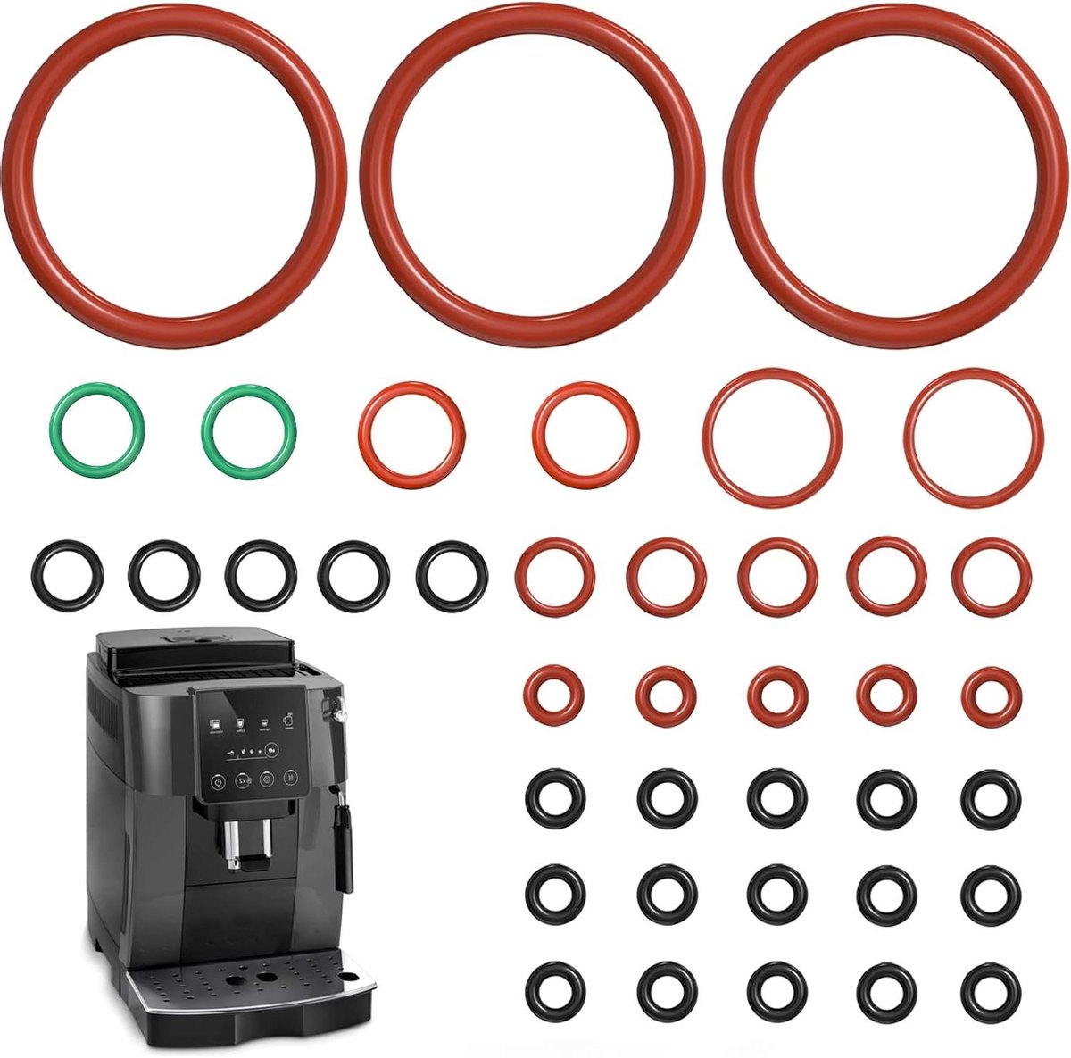 O-ring Afdichtingsset Onderhoudsset Afgedicht Koffiemachine Reparatie 39 Delig 43 cm rood