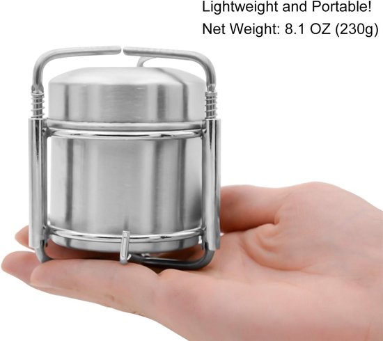 Draagbare Outdoor Mini Rvs Ultralight Vloeibare Alcohol Kachel Brander Oven met Rack Ondersteuning Stand voor Backpacken Picknick Wandelen Camping Survival van Merkloos — afbeelding 5