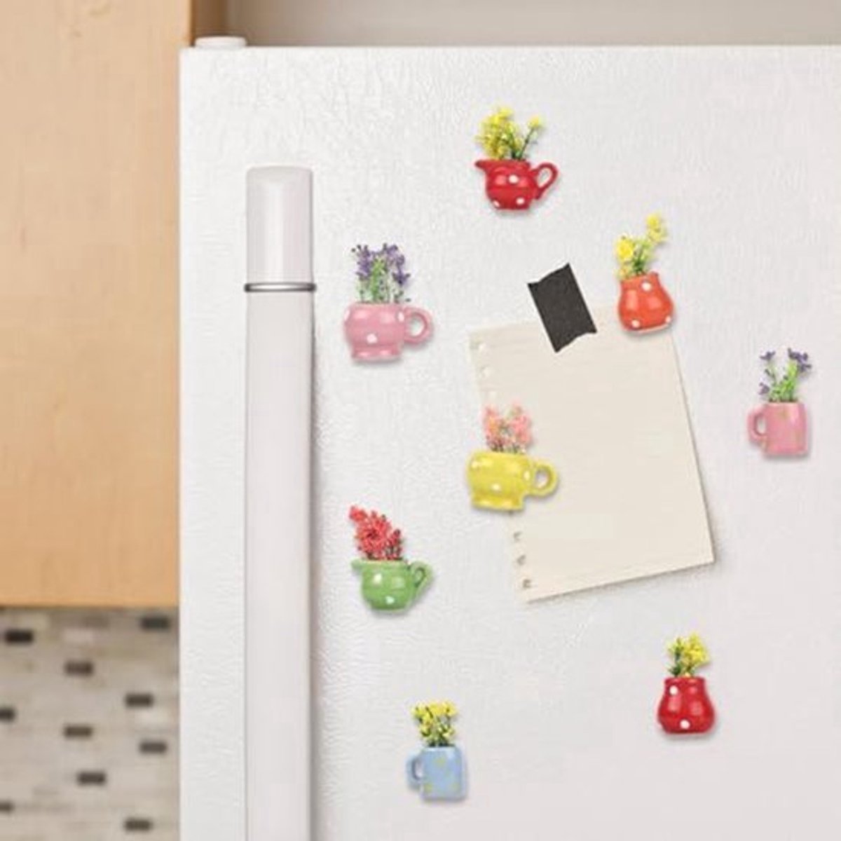 Mini-Vaasmagneten 8st - Keramische Bloemen, Kleurrijke Decoratie voor Koelkast