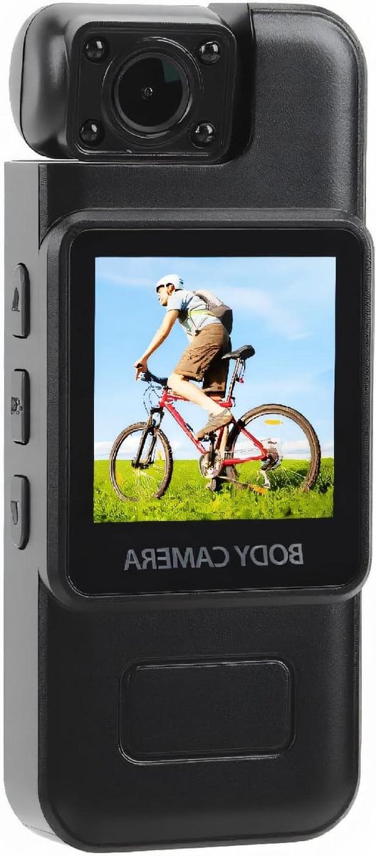 Bodycamera met Audio - Draagbare Camera Clip - Veiligheidsopnames Maken - 180 Graden Roterende Lens - 4K Resolutie - Zwart