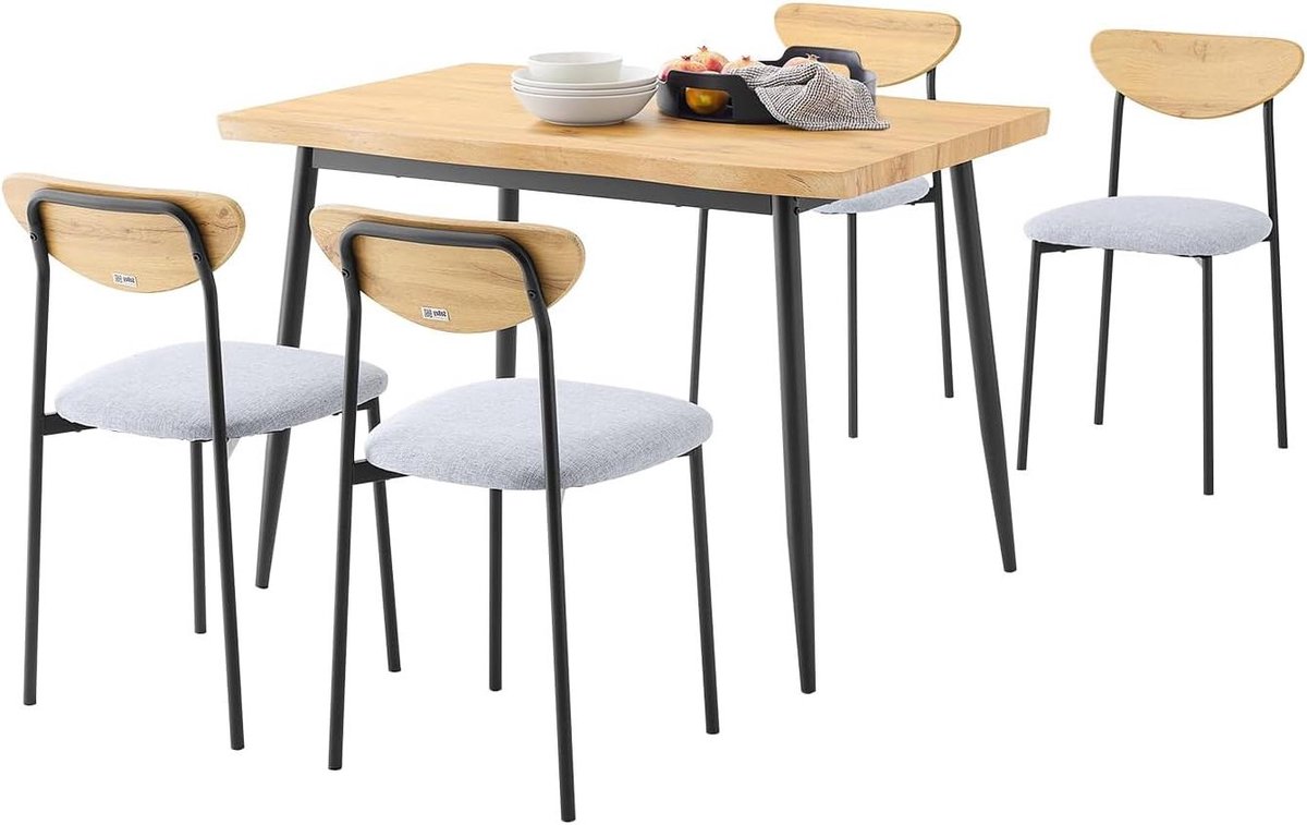 Eettafelset 5 Delen - Keukentafel met Stoelen - Compact Eten - Ruimtebesparend Ontwerp - 110 x 70 x 76 cm