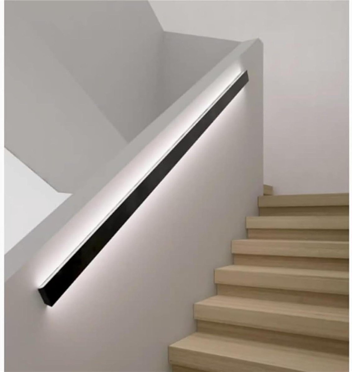 Trapleuning met LED - Verlichte trapleuning LED trapverlichting - Veiligheid traplopen - Met bewegingssensor - 3 meter - Matzwart