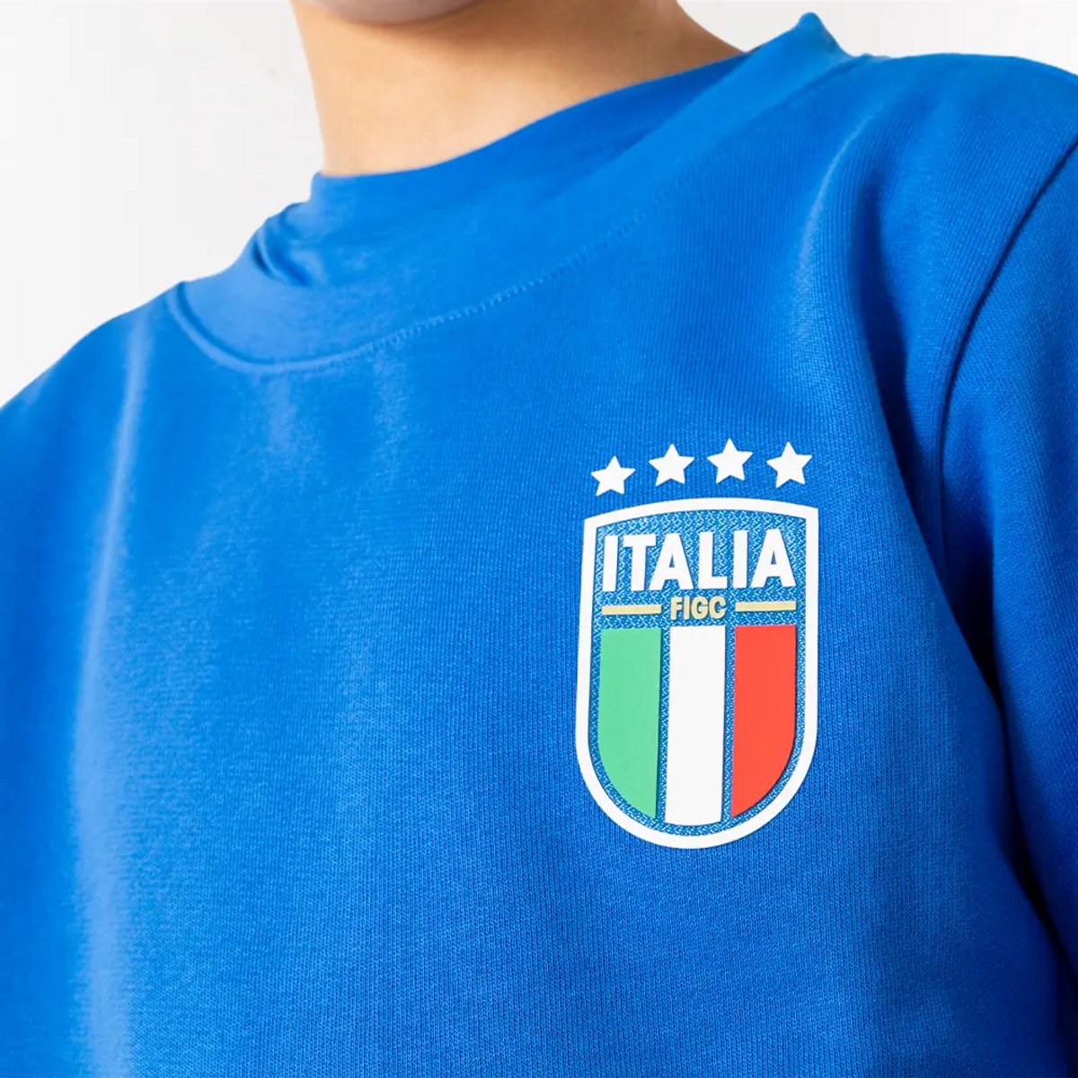 Italië Sweater Kinderen - Maat 116- Jongens & Meisjes - FIGC - Voetbal - Trui - Officiële Fanmerchandise - Blauw - Katoen