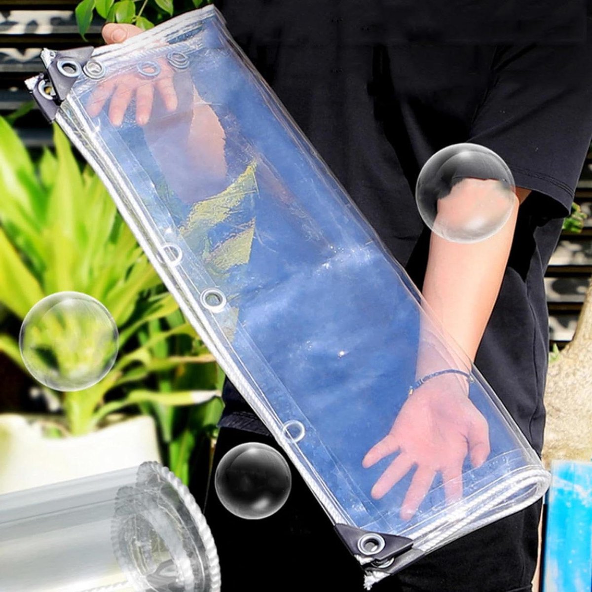Waterdicht Tentzeil - Grondzeil PVC - Buiten Beschermen - Zwaar PVC Materiaal - 2 x 45 m - Transparant