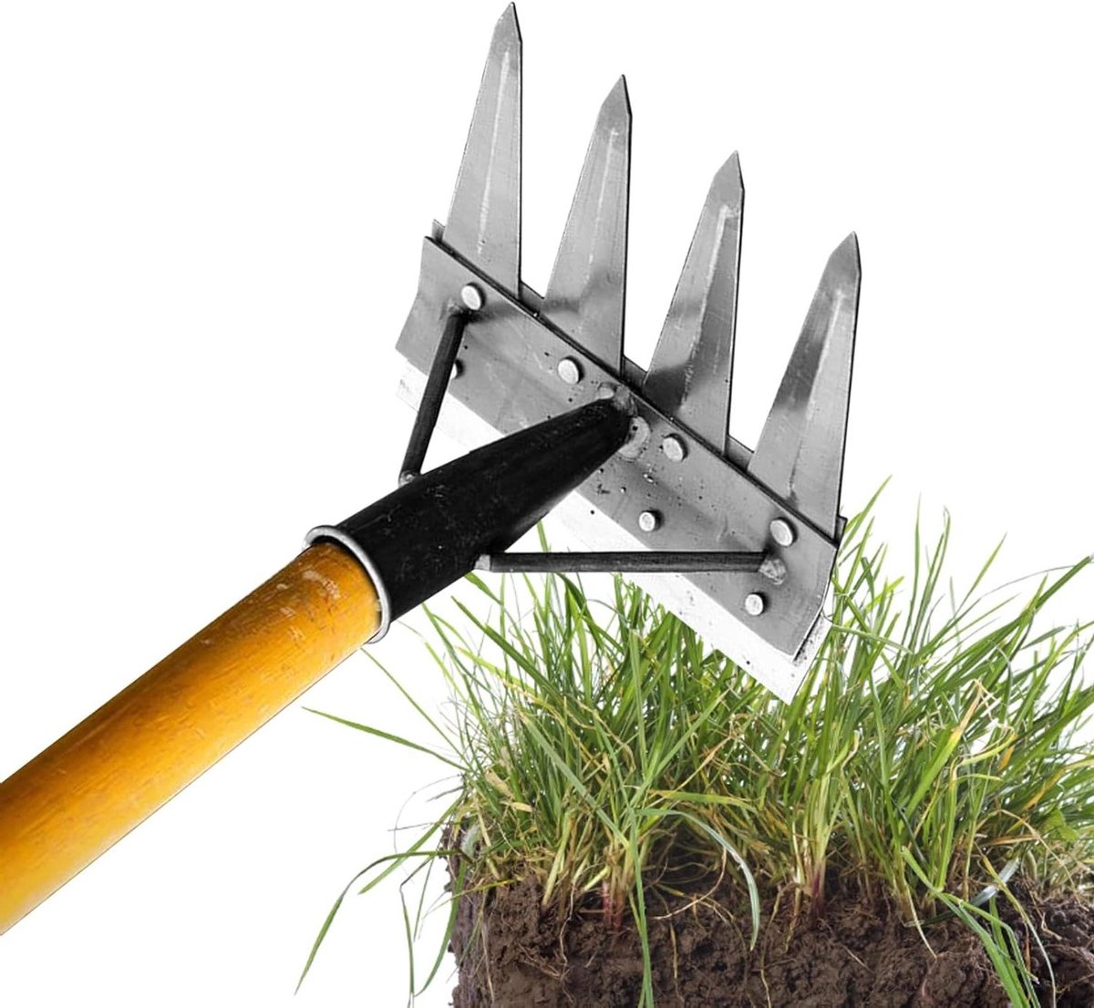 Onkruidhark - Handhark Tuinhark - Onkruid Verwijderen - Duurzaam Mangaanstaal - 4 Tanden - Zwart