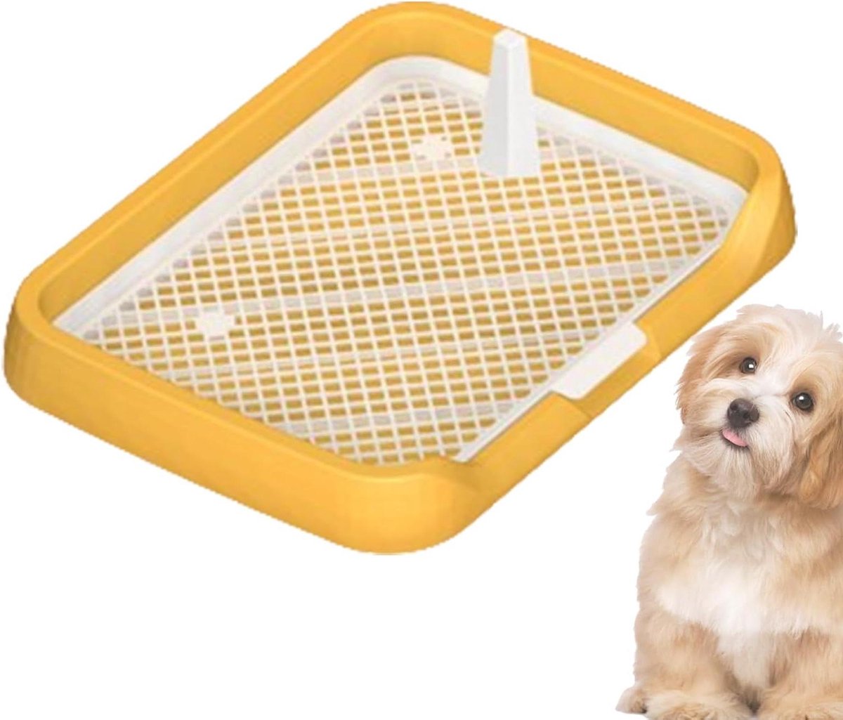 Honden Potty Tray - Huisdier Toilet - Zindelijkheidstraining Hond - Lekvrij Urinatie Systeem - 47x36x5.5 cm - Geel
