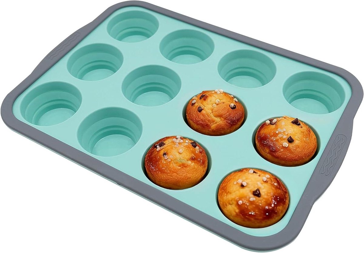 Muffin Bakvorm - Cupcake Vorm - Bakken Thuis - Metalen Frame - 12 Kopjes - Blauw